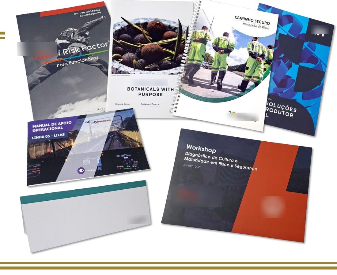 Apostilas, revistas e livros produzidos pela Central Gráfica